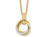 14K Yellow and White Gold Interlocking Circle Necklace (16.75 Inches 1 Inch Ext)